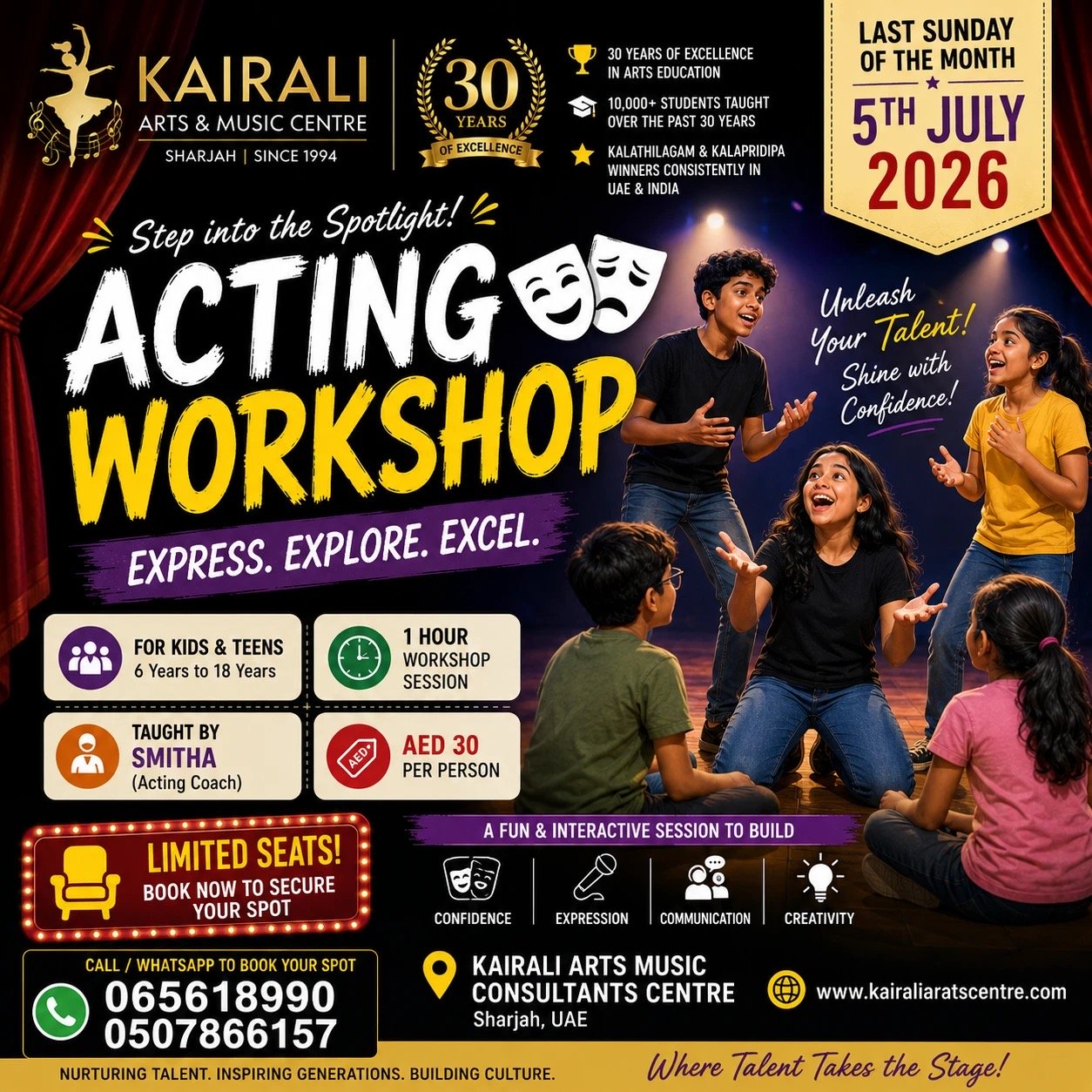 Acting Workshop for Kids & Teens — Kairali, Sharjah July 2026
