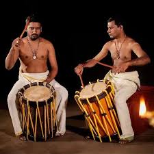 Kerala chenda players in white mundu