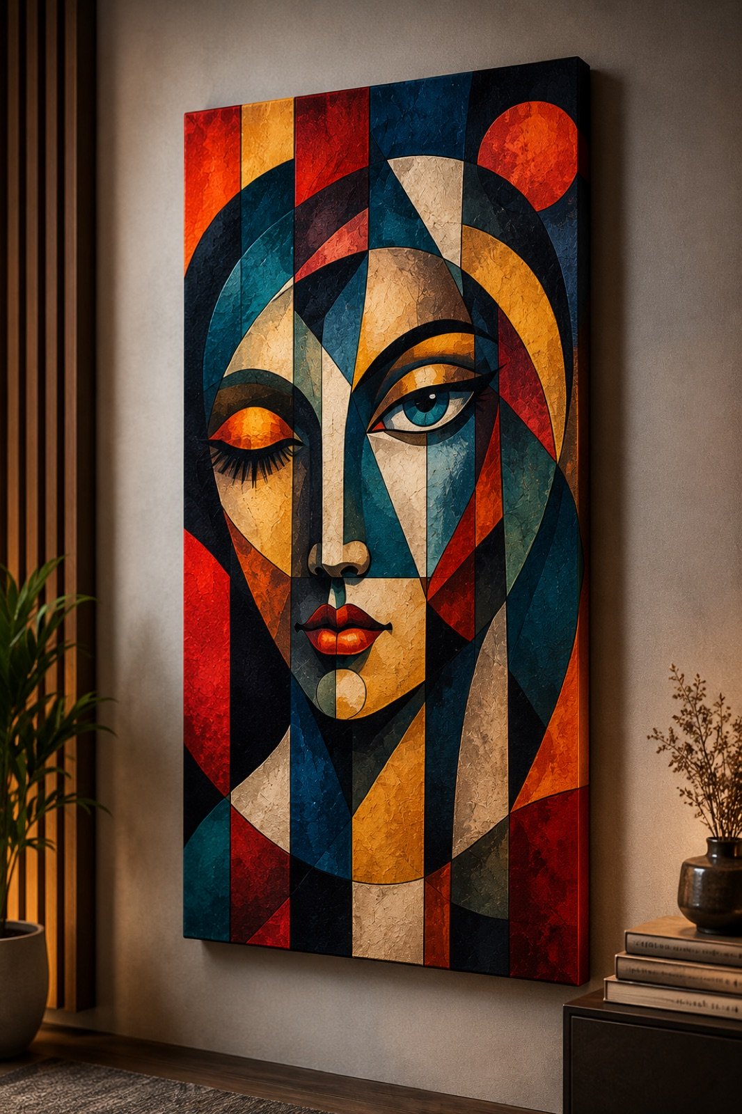 Portrait acoustic art panel — Modern Cubist design