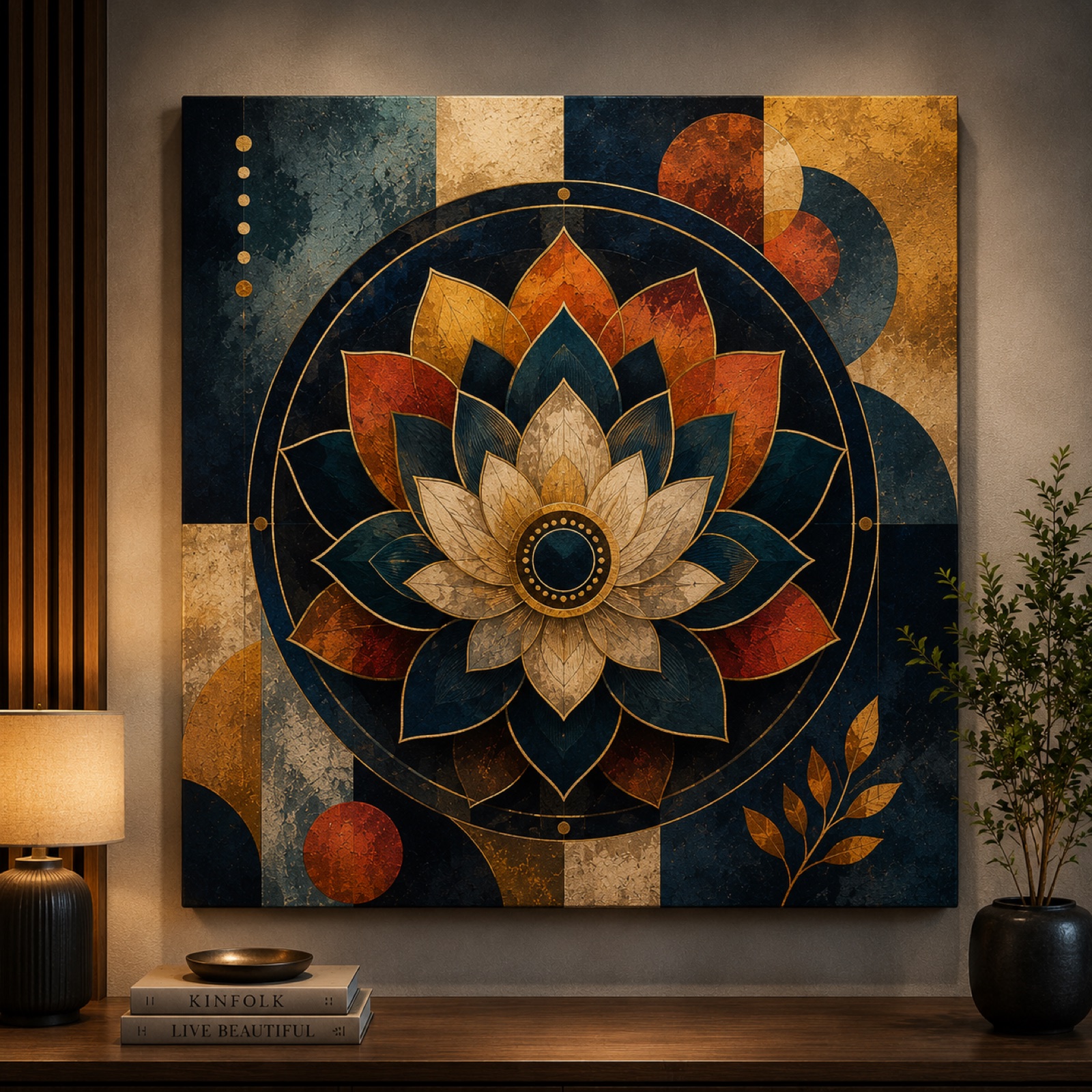 Large square acoustic art panel — Mandala design